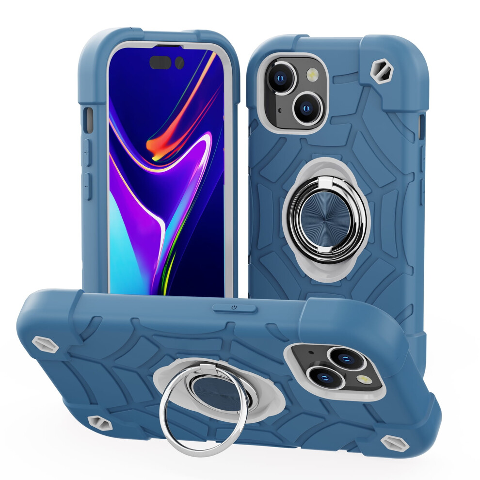 Rugged Case For Iphone 15 Plus 6.7" (2023) Â Shockproof Hard Plastic + Silicone, Kickstand & Ring Holder, Magsafe Compatible, Blue 9479868135536