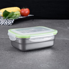 Boîte hermétique pour réfrigérateur en acier inoxydable 304 - Avec couvercle de rangement, boîte à bento rectangulaire et boîte à lunch pour