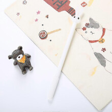 (White) 2Pcs Cartoon  Gel Pens For Stationery Office School Supplies 0.5Mm  Black Ink Cute Patterns Cartoon  Gel Pens