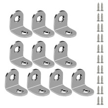 (10pcs 20mm, Silver) 90 Degree L-Shape Bracket Corner Brace Set, Stainless Steel Corner Brackets for Shelves Wood Furniture Cabinet Table Drawer