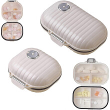 2PCS Portable Pill Box, 7 Compartments Mini Tablet Organiser, Small Travel Pill Box, Daily Pill Box  Gift