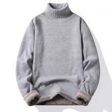 Herrestrik Rullekravetrøje Ribbet Langærmet Basic Ensfarvet Pullover Sweater Casual Vinter Termisk Sweater Toppe