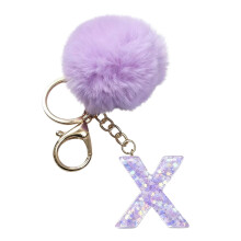 Purple Velvet Ball Keychain and Backpack Charm Set with