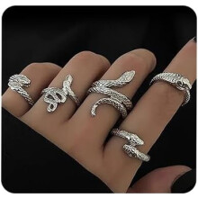 Zestaw 5 pierścieni wężowych Ouroboros Wrap Open Rings, pierścienie ze zwierzętami, regulowane pierścienie na kostki dla mężczyzn i kobiet