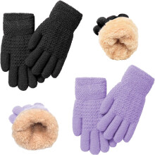 Winter Gloves for Boys Girls - Kids Warm Knit Thermal Cable Knitted Gloves Wool Fleece Lined Mittens for Cold Weather