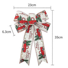 (WHITE) Bowknot Pendent Handmade Ribbon Design Increase Atmosphere Linen Xmas Theme Bowknot Hanging Decor for Festival