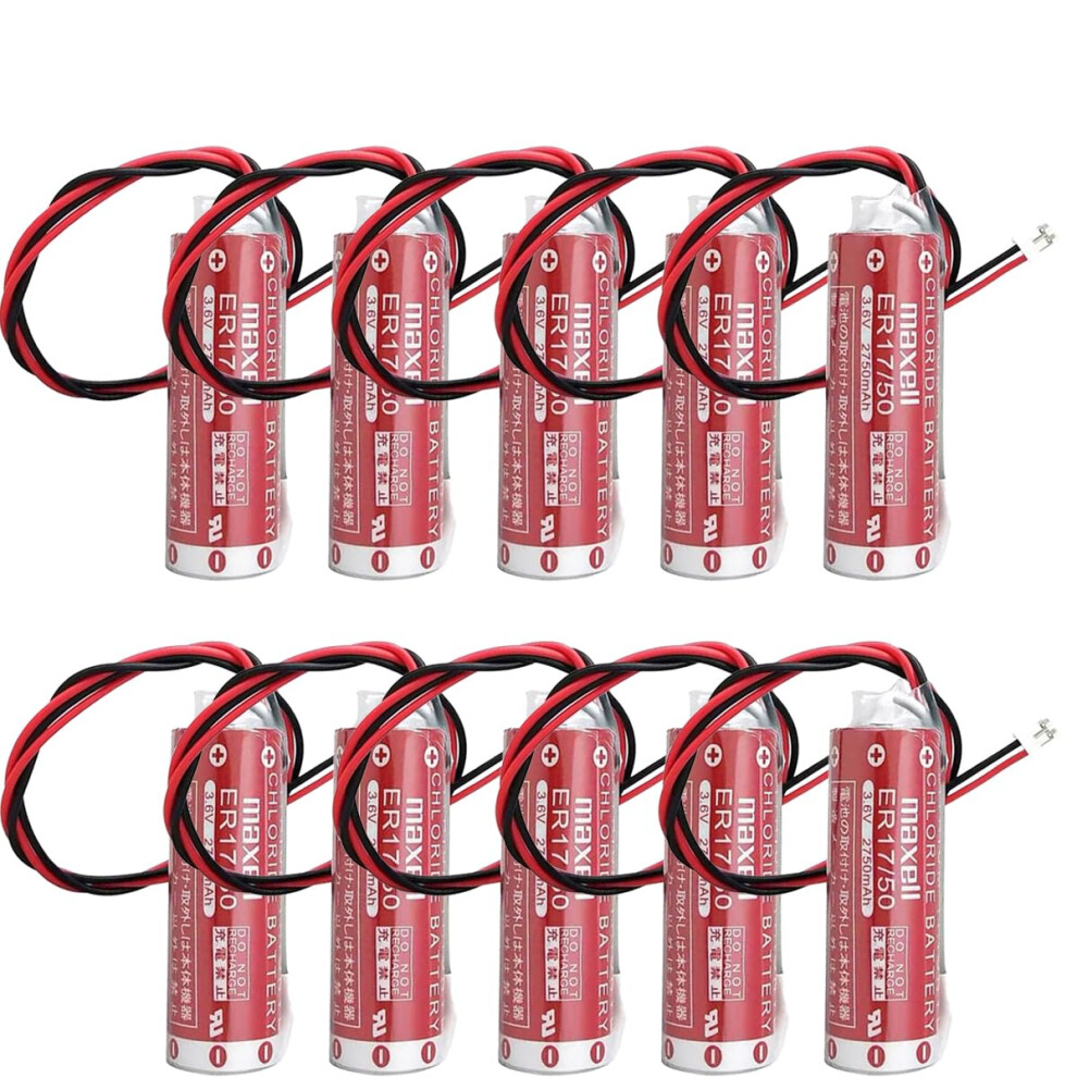 Er17/50 3.6V 2750Mah Lithium Battery Pack 10Pcs For Plc Backup Â Longlasting, Low Selfdischarge 9092120184631