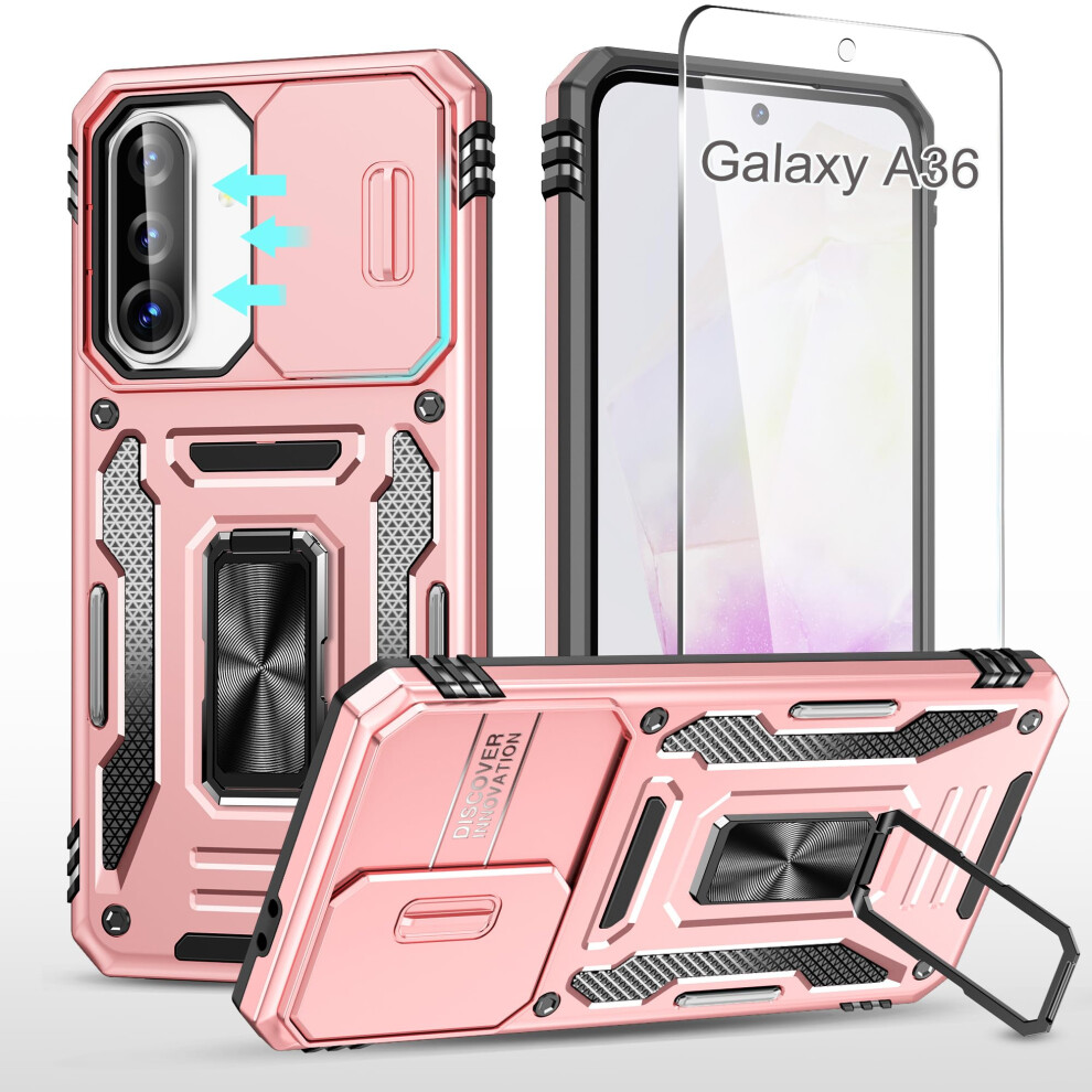 Rose Military Grade Drop Protection Case With Kickstand And Camera Cover For Samsung Galaxy A36 A56 5G Gold 9092120187090