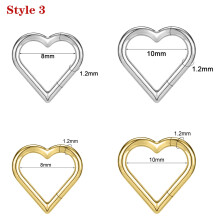 16G Titan-Nasenring mit Klappverschluss, Septum-Piercing, Helix-Piercing-Schmuck – Stil 3–8 mm – Gold