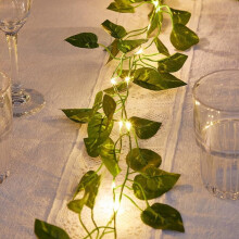 Tree Fairy Light Olive Vine Garland, Pre-Lit Mossy Twig with Twinkle Lights, 6/16/32ft (Pothos Leaf, 6ft), Compatible with Indoor Decor