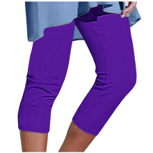 TOPUUTP Capri Leggings for Women Plus Size Tummy Control Knee Length No Pockets High Waisted Yoga Pants Soft Workout Tights