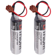 (2Pack) ER6V Lithium Battery 3.6V 2000mAh PLC Backup Battery with Brown Plug for Robot Controller
