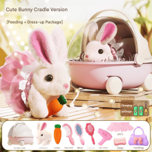 Easter Bunny Dolls – Walk, Talk & Sing, Rechargeable Plush Rabbit Toys with Feeding/Dressing Accessories, Compatible with Easter Gifts for Girls &
