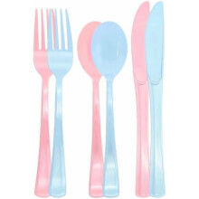 Ensemble de 150 couverts en plastique rose – fourchettes, cuillères, couteaux