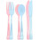 Set di posate in plastica rosa da 150 pezzi: forchette, cucchiai e coltelli. 1