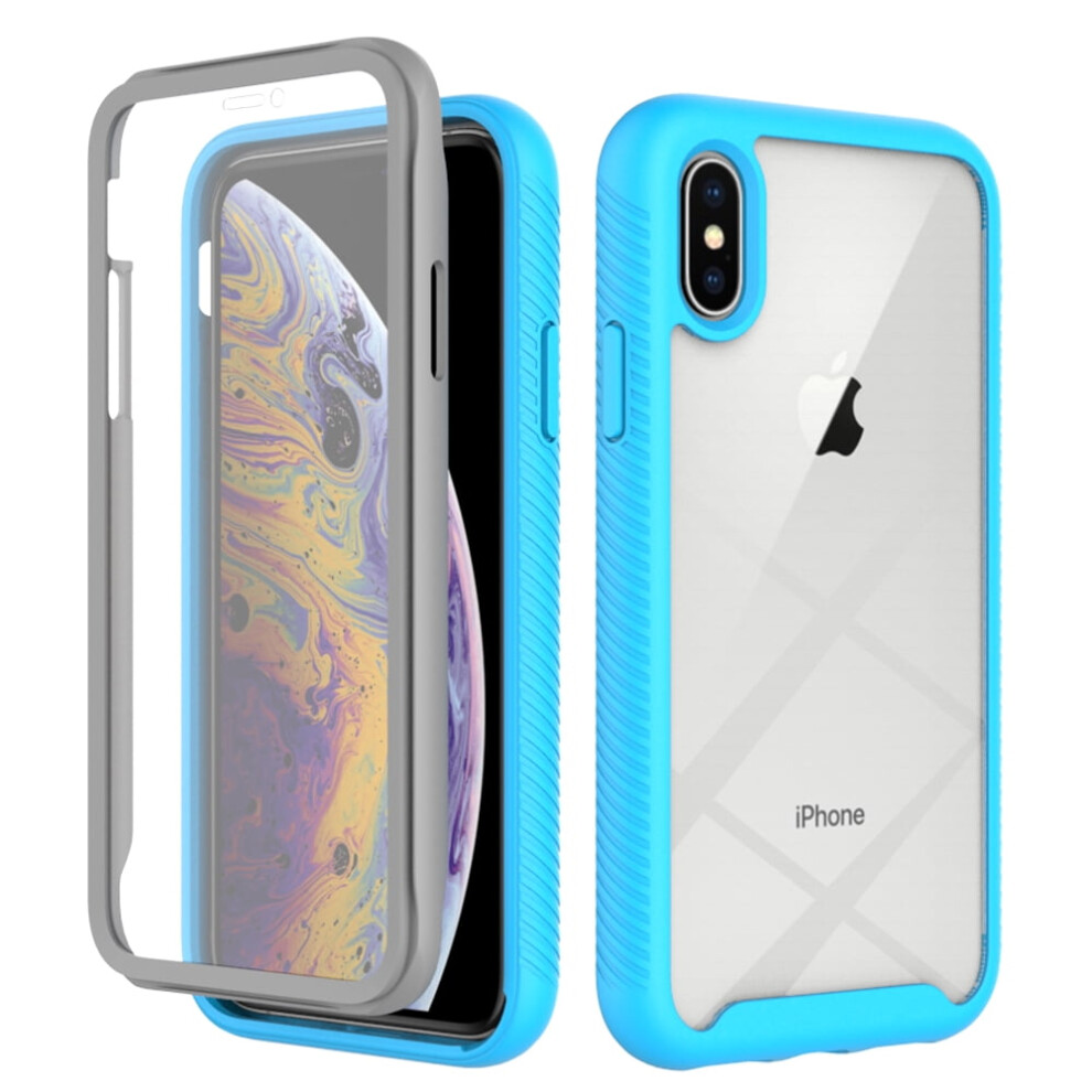 Compatible With Iphone Xs Max Case With Built-In Screen Protector, Shockproof Rubber Hybrid, Crystal Clear Pc Back, Blue 9028731587622