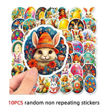 (10pcs Random) 10/50Pcs Cute Easter Rabbit Animal Varied Sticker Pack for Kid Travel Luggage Scrapbooking Skateboard Decoration Graffiti Decals