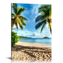 Sea Beach Coconut Tree Canvas Wall Art, 12x16in – Compatible with Living Room, Bathroom, Bedroom & Office Decor
