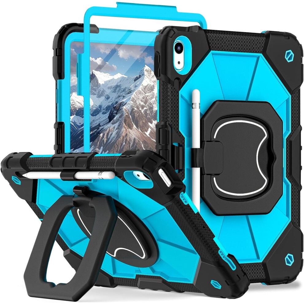 Compatible With Ipad 10Th Gen (A2696/A2757/A2777) 10.9" Case, 360 Rotating Stand, Shoulder Strap & Pen Holder, Blue 9028731588780