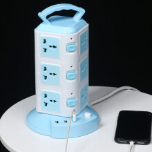 Vertical Power Strip Surge Protector with 20 AC Outlets, 3 USB Ports, 6.6ft Cord, 2500W – Blue