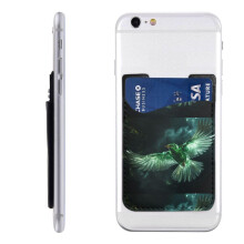 Glowing Green Bird Phone Card Holder, Slim Adhesive Wallet for Smartphone Back, Fits Up to 4 Cards