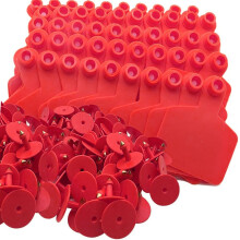 Lot de 100 plaques auriculaires Ranch, indicateurs en TPU-Rouge