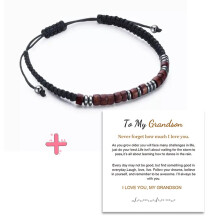 To My Granpa/Grandson/Granddaughter/Daughter/Nephew Bracelet I Love You Bracelets Adjust Beaded for Birthday Christmas Thanksgiving Gift