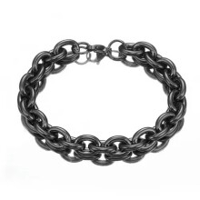 Armband i rostfritt stål med oval kedja, 18 cm svart