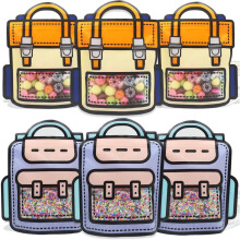 30er-Packung Geschenktüten im Cartoon-Rucksack-Design, durchsichtige Bonbontüten mit Henkel, wiederverschließbar, geruchsdicht und