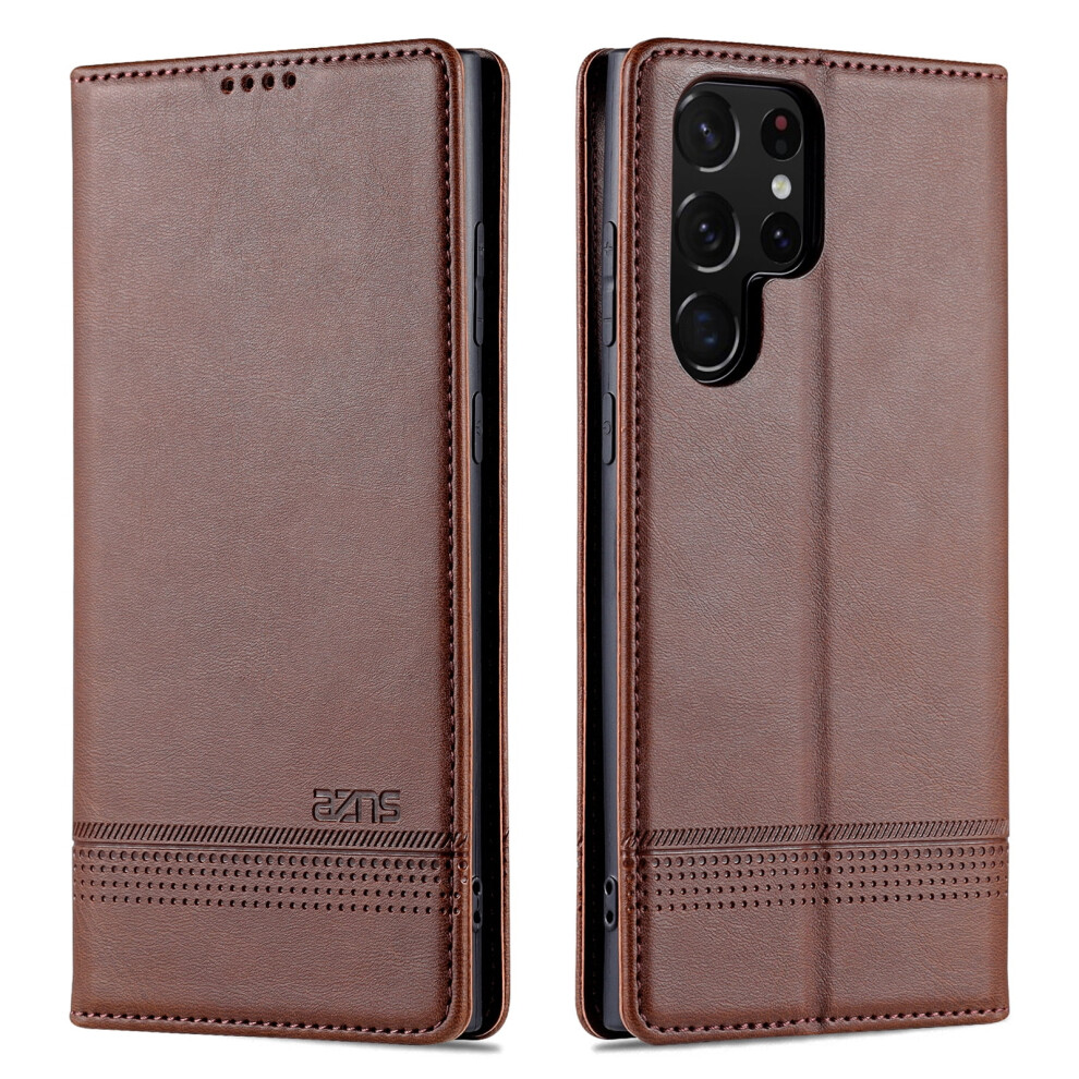 Flip Case For Compatible With Samsung Galaxy S23 Â Pu Leather Slim Folio With Card Slots & Stand, Brown 9479868135161