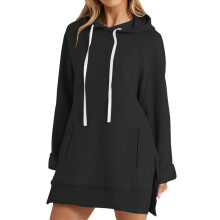 Teplé oversized mikinové šaty s dlhým rukávom a mäkkým pulóverom