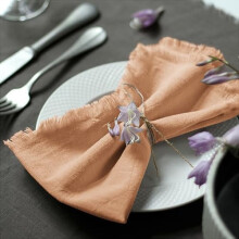 Cotton Cloth Napkins with Fringe 18x18 inch Set of 12
