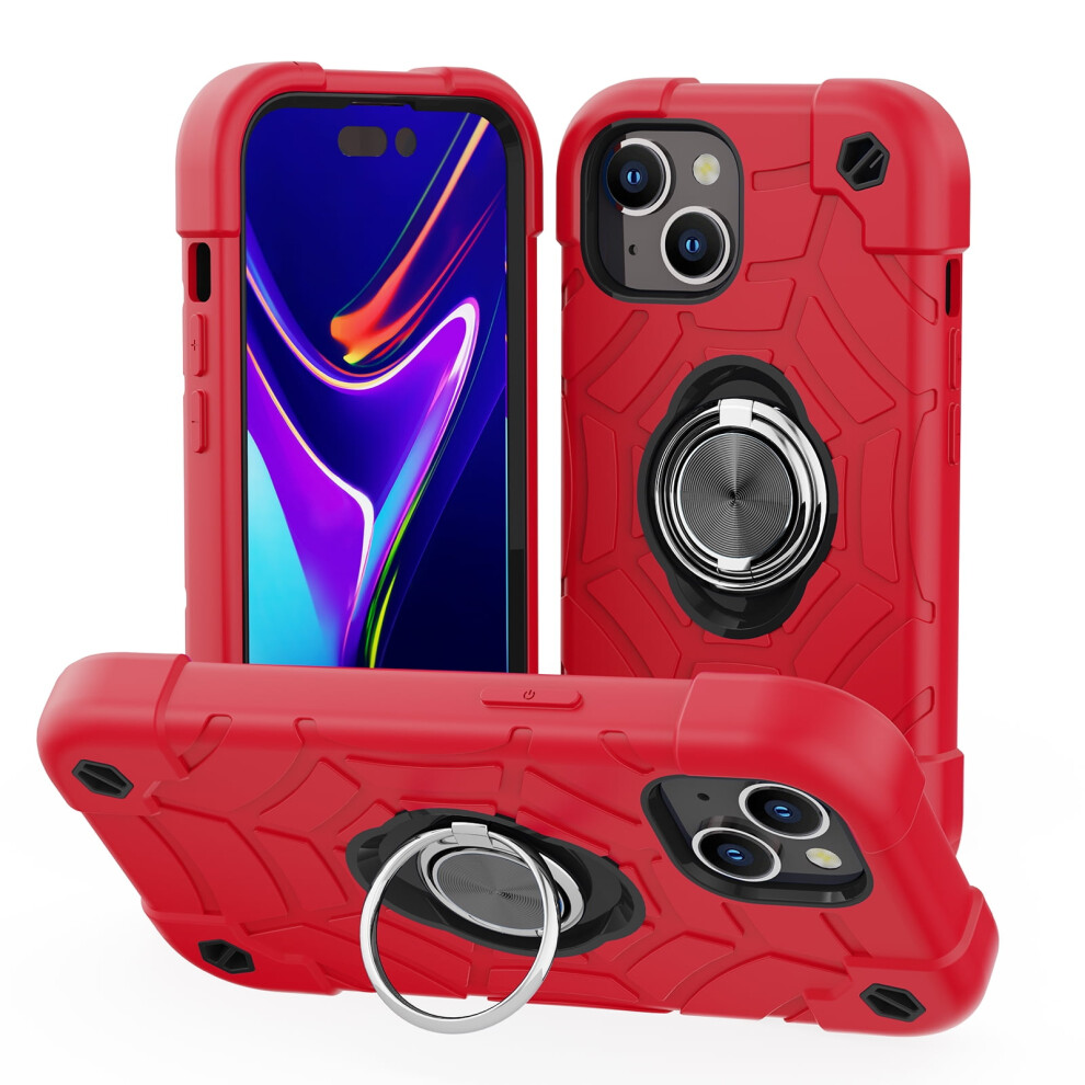 Tech Circle Rugged Case For Iphone 15 Plus 6.7" (2023) Â Shockproof Hard Plastic + Silicone, Kickstand & Ring Holder, Compatible With Magsafe, Red 9479868136229