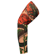Xinwanna 1pc Cycling Arm Sleeve – Anti-UV, Breathable, High-Elastic, Tattoo Pattern, Sun Protection (Red/Green, One Size)