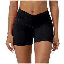 Simua Workout Biker Shorts til Kvinder V-formet Kryds Højtaljet Mavekontrol Træningscenter Løb Yoga Shorts