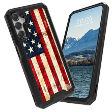 Case Heavy Duty Dual Layer Shockproof Rugged Protective Cover Flag Design for Samsung Galaxy A34 5G