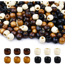 400pcs 12x11mm Natural Barrel Wood Beads, 4 Colors, Large Hole Spacer Beads for Jewelry Making – Compatible with Standard Stringing Materials