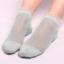 No Show Socks,Cute Socks Summer Women Ladies Sheer Silky Glitter Transparent Short Stockings Ankle Socks Flat Socks,, H