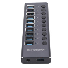 10-Port USB 3.0 Data Hub with 60W Power Adapter for Laptop & PC
