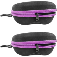 Zipper Hard Shell Sunglasses Cases, Portable Travel Eyeglasses Cases with Plastic Hook for Men Women