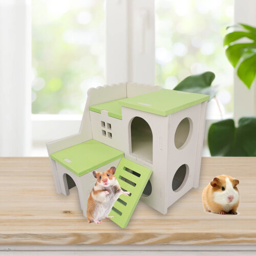 Hamster Hideout House with Ladder and Ventilation Blue