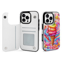 Wallet Case PU Leather Shockproof Cover with Card Holder Magnetic Kickstand for iPhone 16 Pro
