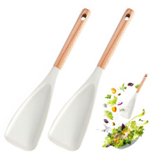 2Pcs Matte Multifunction Spatula Spoon for Cooking, 12.2" Spoon Spatula Silicone Cooking Utensils for Kitchen, Multi-function Spatula Spoon, White