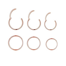 18G Rose Gold Nose Hoops, Septum Click Rings & Cartilage Hoops (6/8/10mm) for Lip, Rook, Lobe, Tragus, Helix, Daith