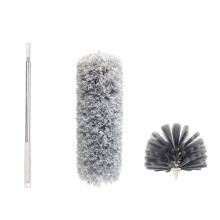 Spolverino in microfibra con asta di prolunga in acciaio inox (254 cm), testina flessibile, per soffitti alti, ventilatori, tetti, ragnatele –