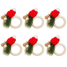 6 stk. juleservietringe, servietholdere med mini-juletørklæde, fyrrenåle, servietringe, spænder til jul