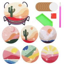 Conjunto de 6 Porta-Copos para Pintura com Diamantes com Suporte, Porta-Copos de Arte com Diamantes em Formato de Folhas para Iniciantes e Adultos,