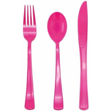 150 stk. pink plastikbestik (50 gafler, 50 knive, 50 skeer) – Robust, perfekt til Valentinsdag, fødselsdag, polterabend, bryllup &