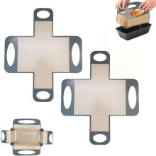 2Pcs Reusable Silicone Bread Loaf Pan Liner, Food-Grade Silicone Bread Sling, Sourdough Bread Baking Mat, Non-Stick Dough Transfer Tool, Grey