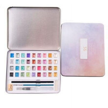Kit de acuarelas metálicas con purpurina, 36 colores, caja de hierro, pintura de acuarela nacarada, manicura, set de pintura de acuarela sólida,